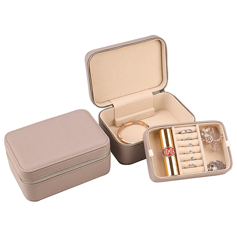 

Lady PU Leather Elegant pack luxury Jewelry holder Box Storage Box Ring Display Case Portable Jewelry Organizer, Black/pink/grey/beige/green/sky blue