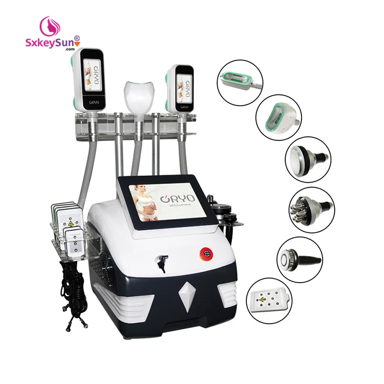 

portable multifunction lipolaser + cavitation + RF + cryotherapy body slimming 360 fat freezing machine with chin handle