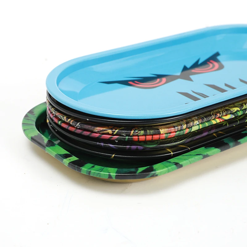 

JL-003Z Small Hot Selling Metal Blank Tin Rolling Tray Tobacco Smoking Accessories, Mixed colors