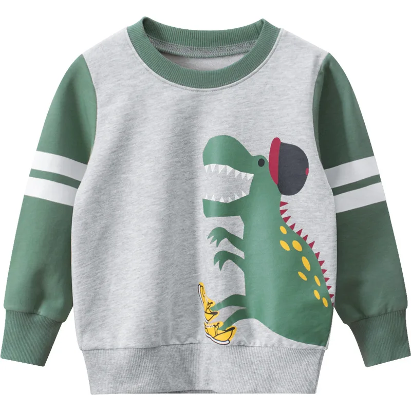 

free shipping fashion spring crewneck sweatshirt 1-9 years print dinosaur kids customized hoodie boys