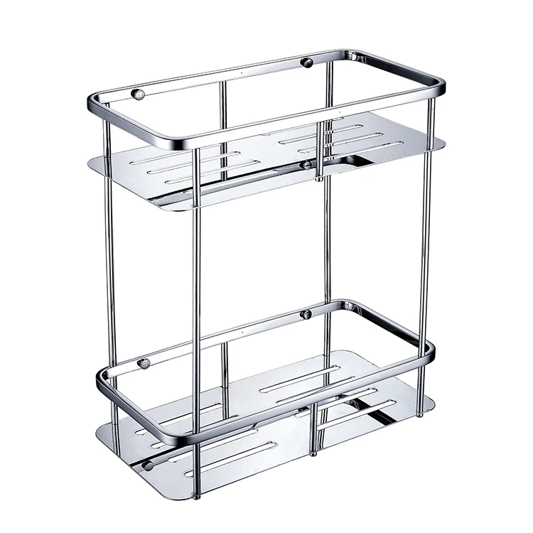 Square Stainless Steel 304 Chrome Plated Bathroom Shower Storage Basket