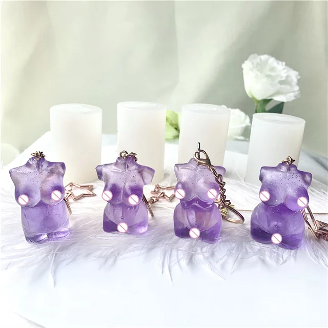 

J075 Free Sample DIY Shiny Resin Woman Body Pendant Molds Beauty Female Body Silicone Keychain Mold, Stock or customized