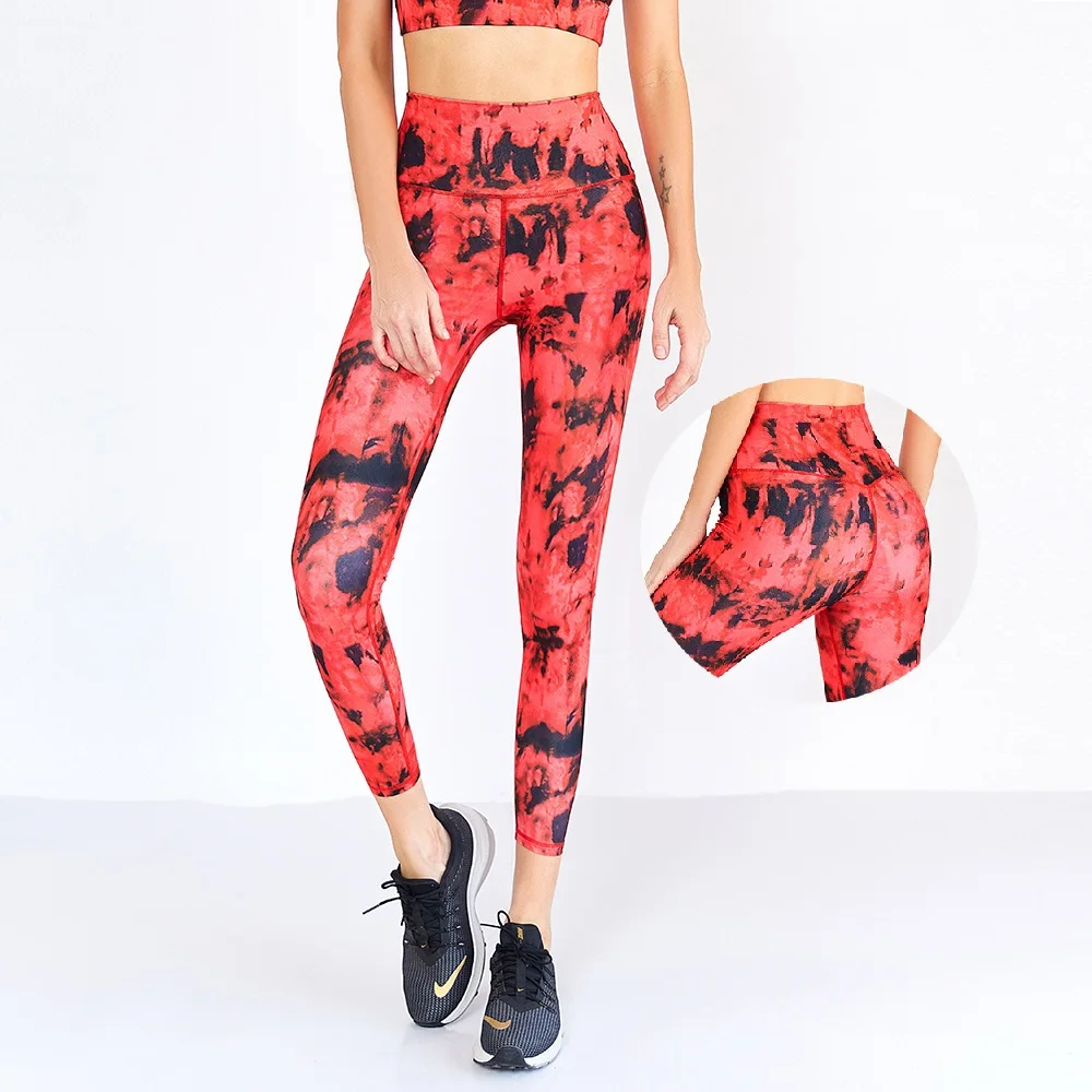 

BBDQ7514 Plus Size Printed high-waist hip-lifting peach sports yoga pants