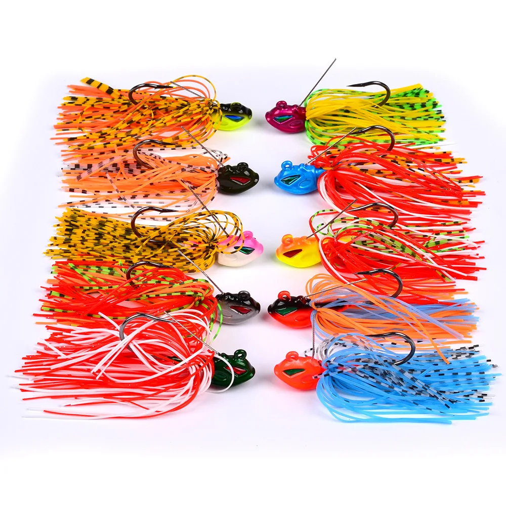 

10 colours Jig 13g Head Silicone Fishing Skirts Saltwater Jigs Flipping Bass jigs