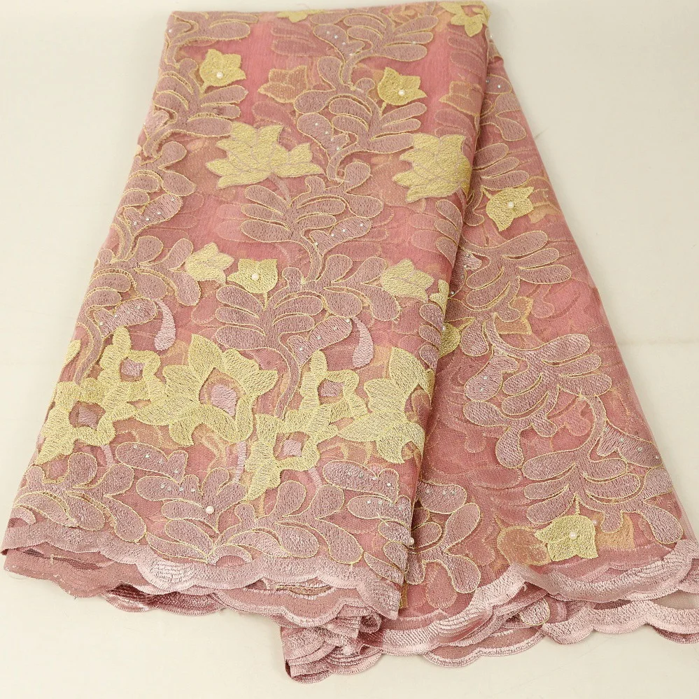 

Trendy net cloth embroidery soft pink beaded lace fabric floral, As pictured