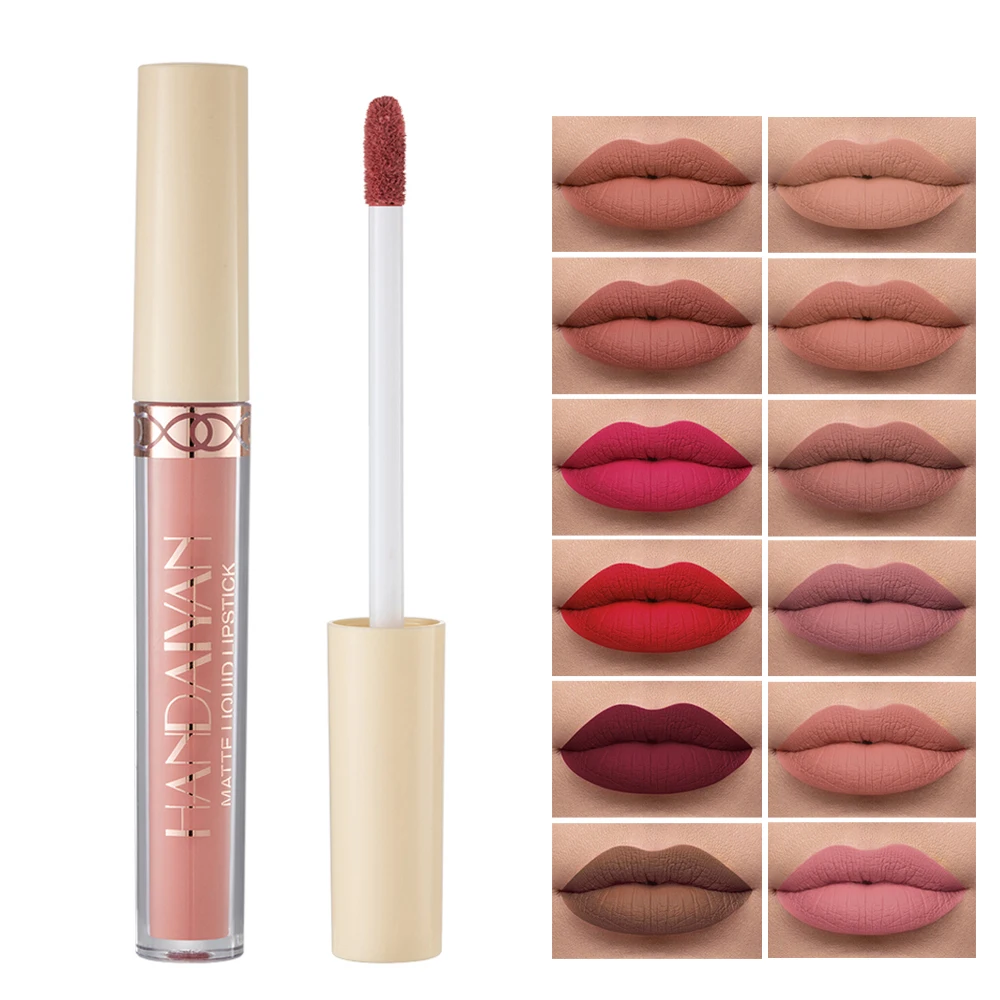 

HANDAIYAN wholesale matte ROSE PINK NUDE liquid lipgloss set bulks cute lip gloss stick lipsticks