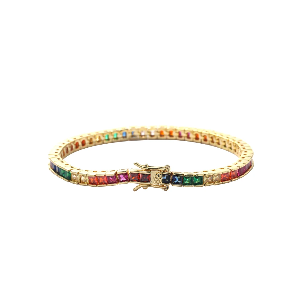 BB218  3mm 7inch 8inch  Brass Zircon Tennis Chain Bracelet Hip Hop Jewelry CZ Bracelet