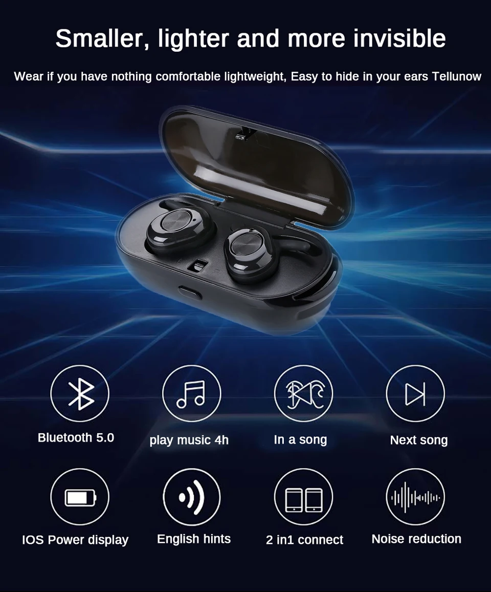 6mai J3s TWS Bluetooth Earphone Stereo Earbud Bluetooth Headset with Charging Pod Wireless Headphone for All Smart Phone - ANKUX.COM