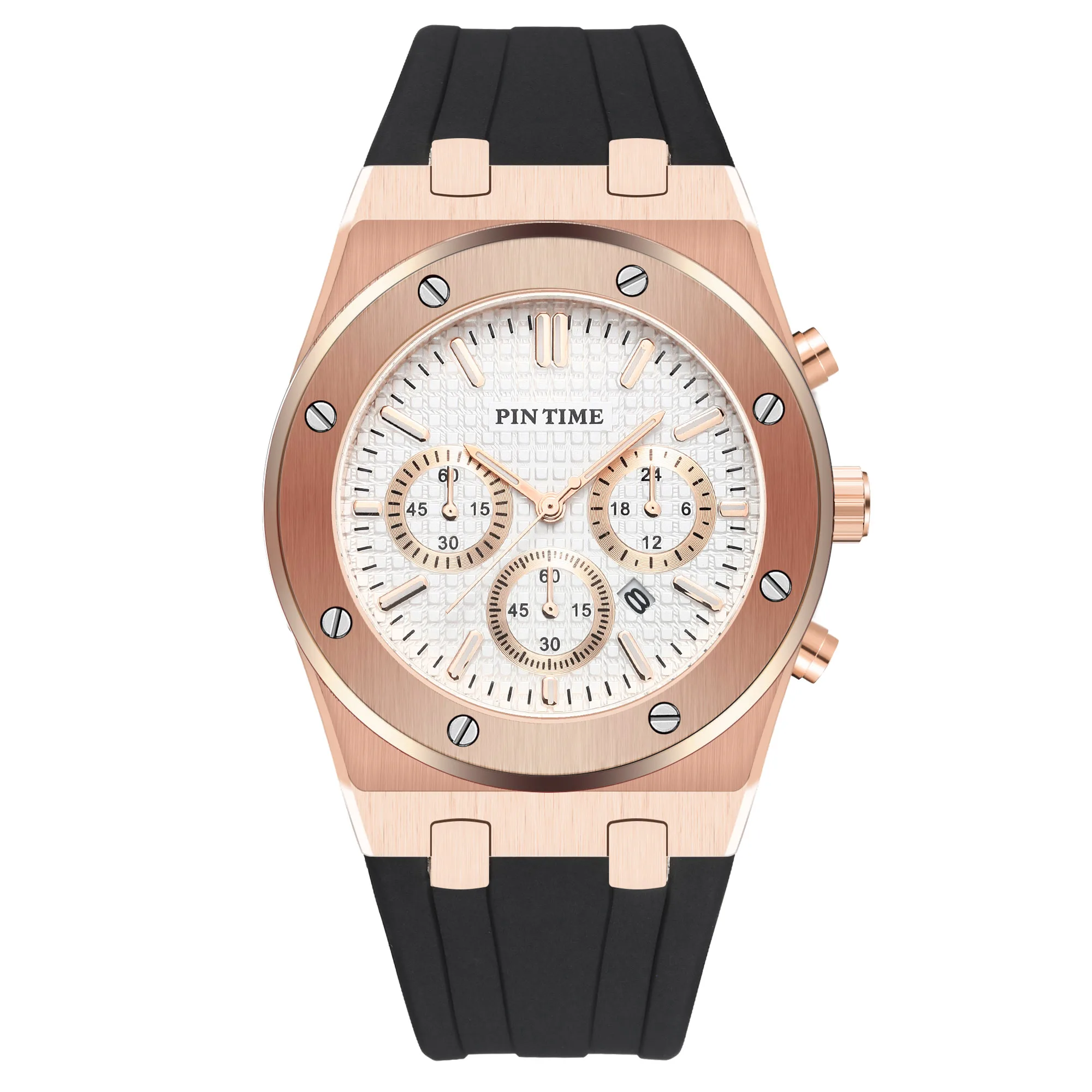 

PINTIME Simple Watches for Men Leather Band Fashion Unique Factory Direct Wrist Custom Man Watch, Black,rose gold,gold and silver