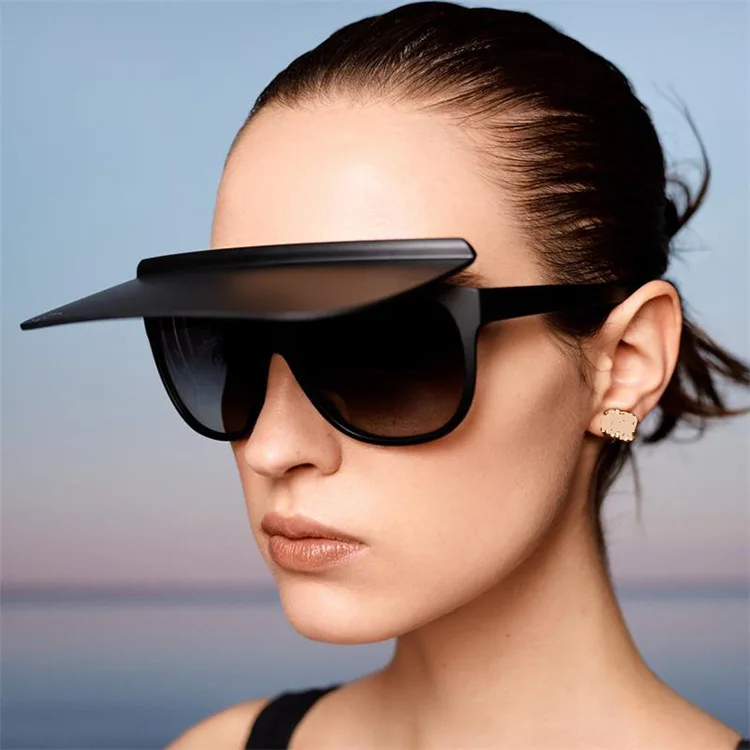 

2021 New Fashion Designer Luxury Flip Flat Top Sun Visor Beach Sunglasses For Women