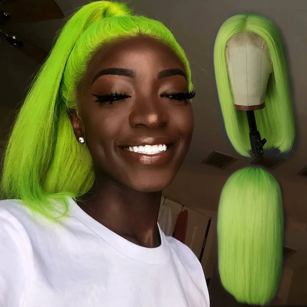 

Green Lace Front Human Hair Long Straight hair 360lace Front Wig 100 Virgin Brazilian Hair Pre Plucked Glueless Lace Wig