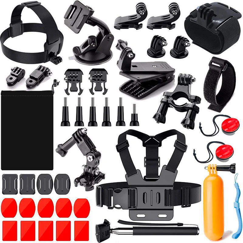 

Kasin Factory wholesale Action Camera Accessories Kit 40 in 1 set for Go pro Heros 8 7 6 5 4 3 Xiao Yi 4K Black Silver, Black + red + yellow