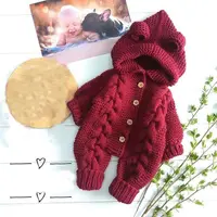 

Newborn Infant Baby Girl Boy Winter Warm Coat Knit Outwear Hooded Jumpsuit Xmas Long Sleeve baby knitted bodysuit