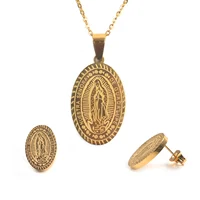 

Our Lady of Guadalupe Gold Plated Stainless Steel Religious Necklace Earring Jewelry Set