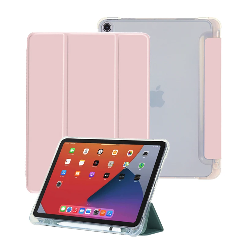 

Transparent back case tablet PU leather case for iPad 10.9 Air 4