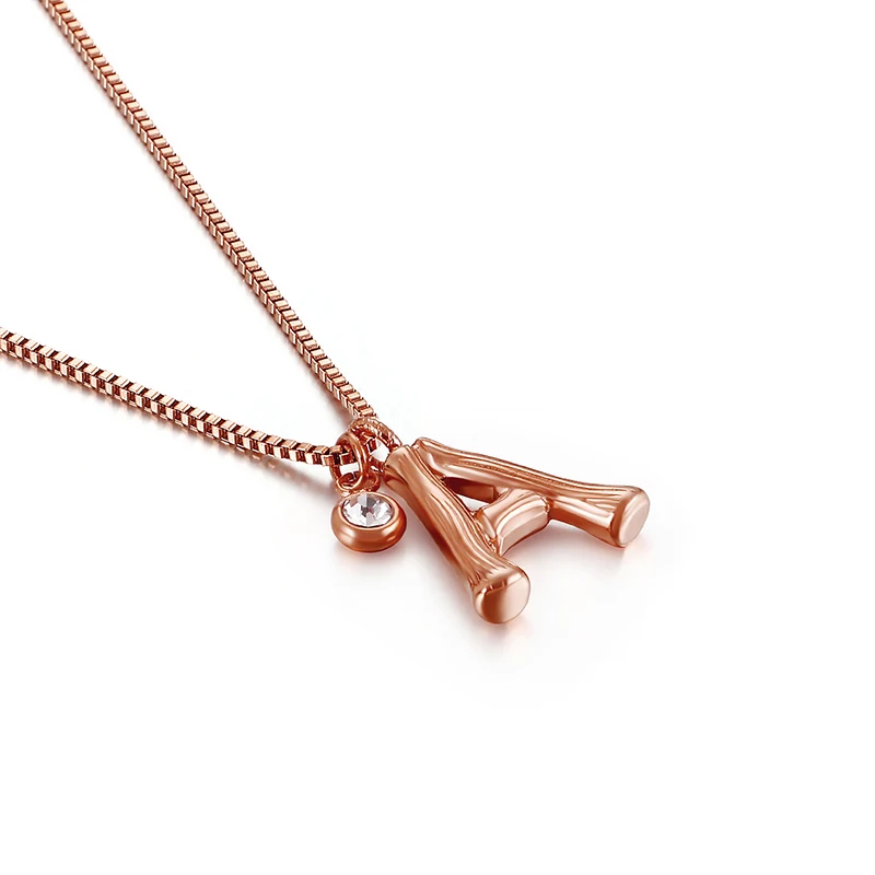 

Simple Design Jewelry Zircon Women Chain Necklace Charm Letter Trendy Stainless Steel Necklace, Gold