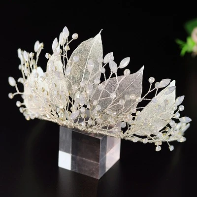 

Jachon alloy emulational leaf crown bridal wedding accessories shiny high quality crystal crown, As picture