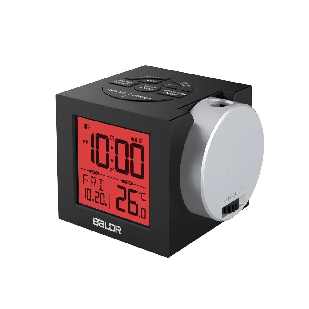

Cute Cube Digital projection alarm clock Colorful Backlight Indoor Thermometer Smart Digital Projector Table Clock