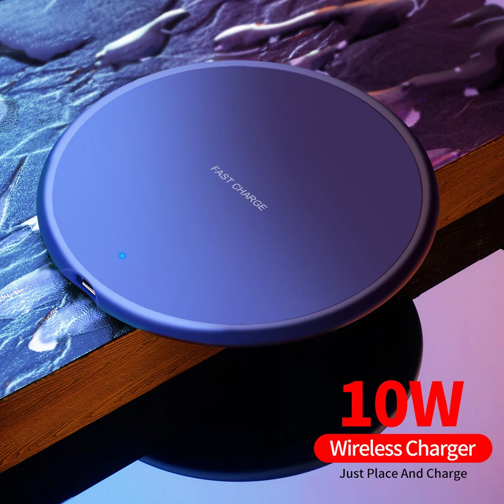 

EONLINE Qi Wireless Charger 10W/7.5W/5W QC3.0 Fast Phone Charger for iPhone 11 X XR XS Max Samsung Xiaomi Wireless USB Charger, Black / white/blue/red