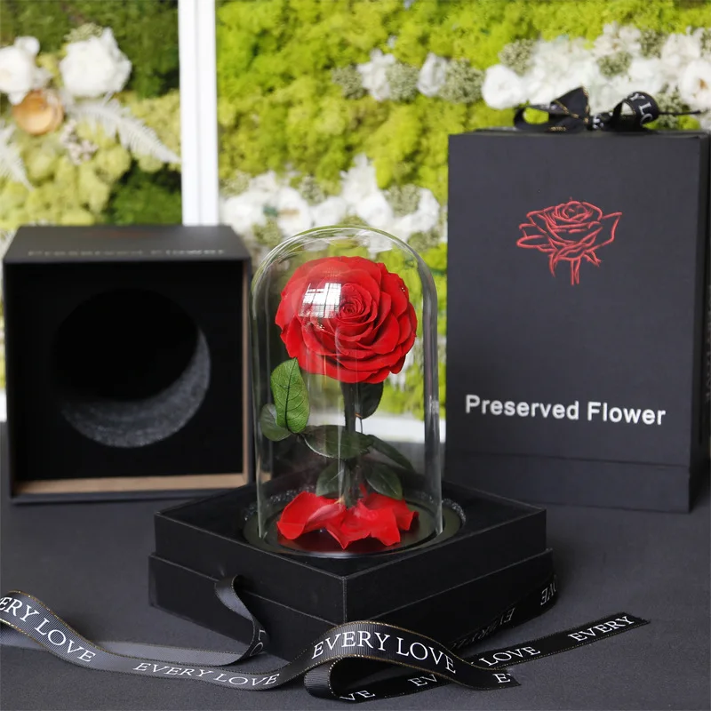 2023 Valentines Day Gift Eternal Rose Glass Dome Preserved Rose Dome