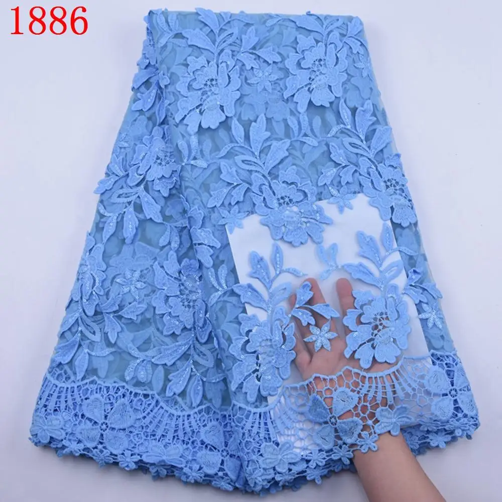 

High Quality African Milk Silk Lace With Sequins African 3D Milk Silk Lace For Party Sky Blue Nigerian Tulle Lace Fabric 1886