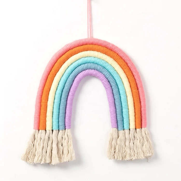 

Rainbow Wall Decor Macrame Wall Hanging Boho for Nursery, Decorative Rainbow with Tassel, Different colors