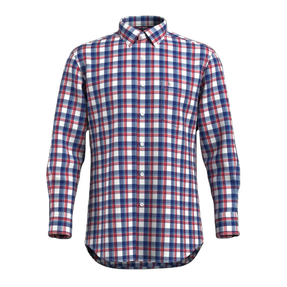 

Men's Shirt 100%Cotton Casual Shirt Yarn Dyed Plaid Durable Comfortable Long Sleeve