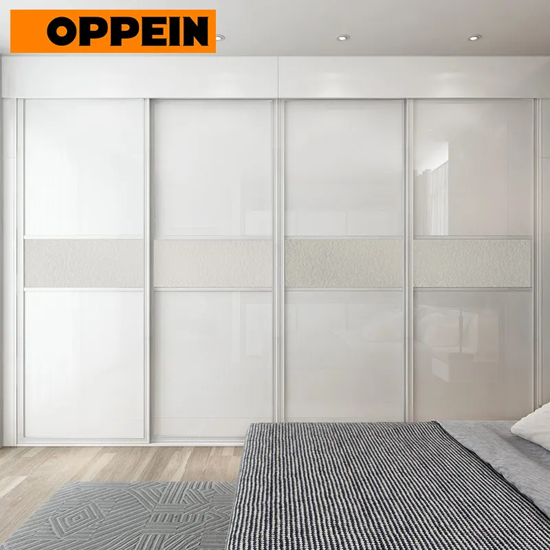
New Design Sliding Door Modern Wooden White Wardrobe 