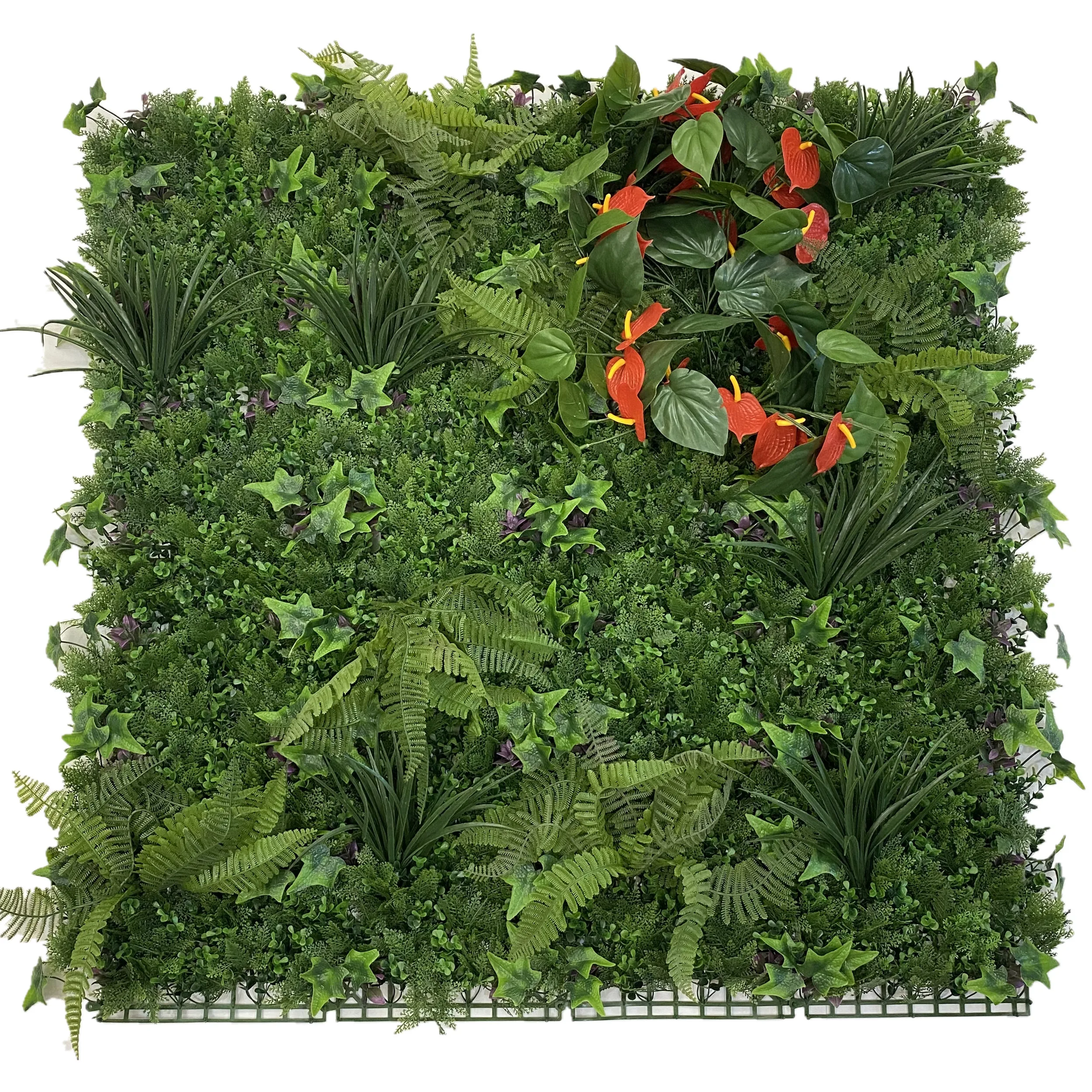 

Customized wholesale anthurium plants flower panel artificial hedges panels for wall hanging wall decoration, Natural color