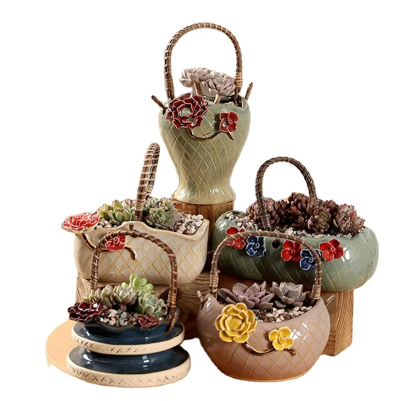 

Modern Geometric Ceramic Plant Pots Cheap Garden Home Decoration Colorful Elegant Flower Pot Set, Natural