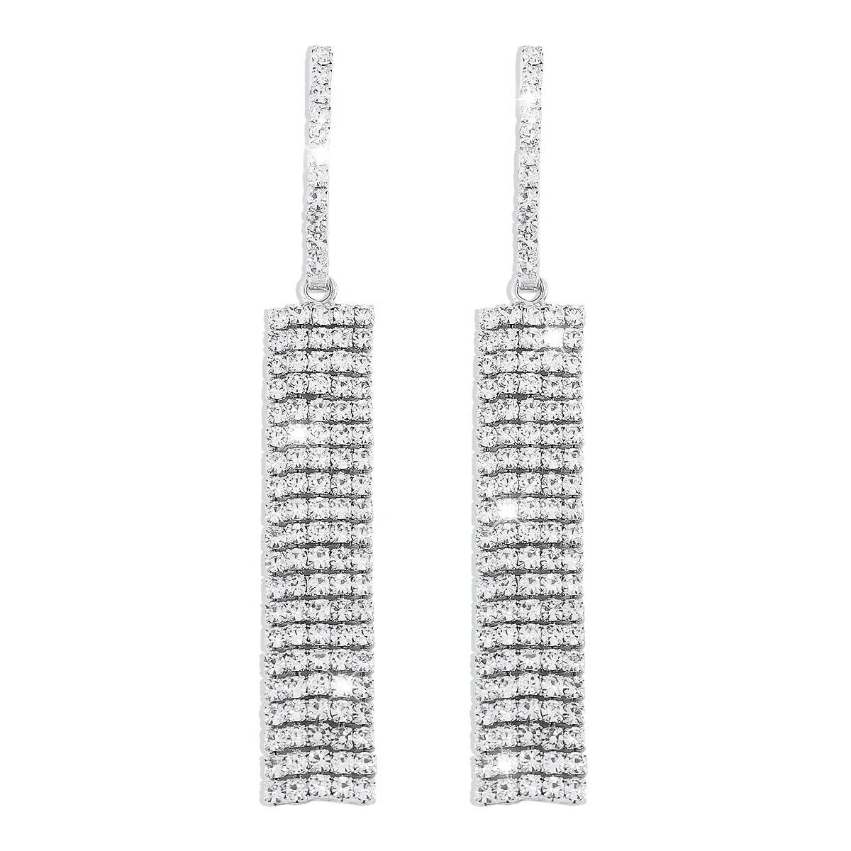 

New exaggerated rhinestone luxury earrings ladies temperament long cool wind jewelry