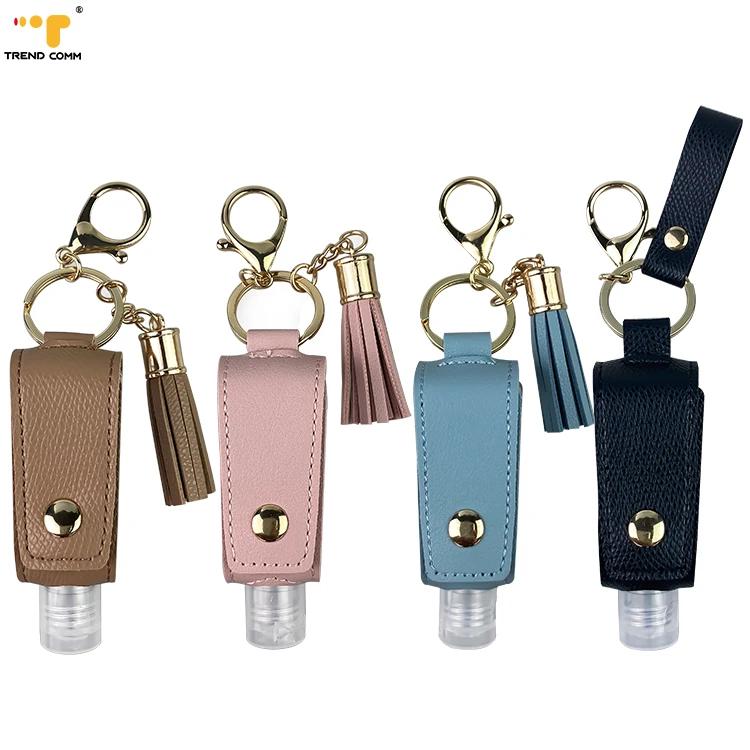 

Mini 30ML Hand Sanitizer Bottle Holder Leather Tassel Keychain Hand Sanitizer Bag, 4 colors