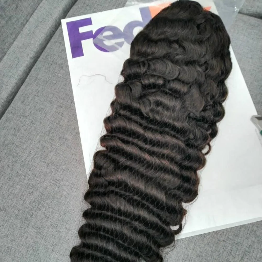 

Best quality 4x4 deep wave lace closure wig human hair on sale