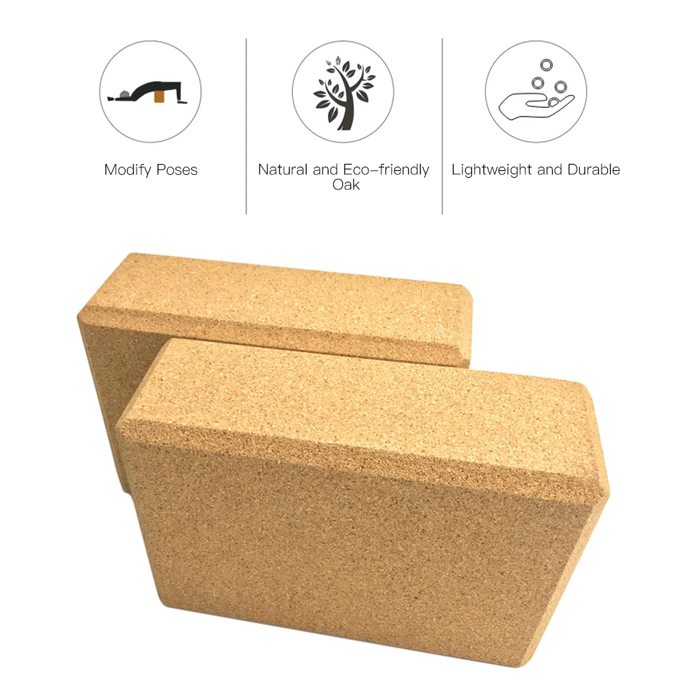 

Lightweihgt Eco-friendly Cork Wood Brick Soft High Density Yoga Block to Support Poses Home Fitness Equipment