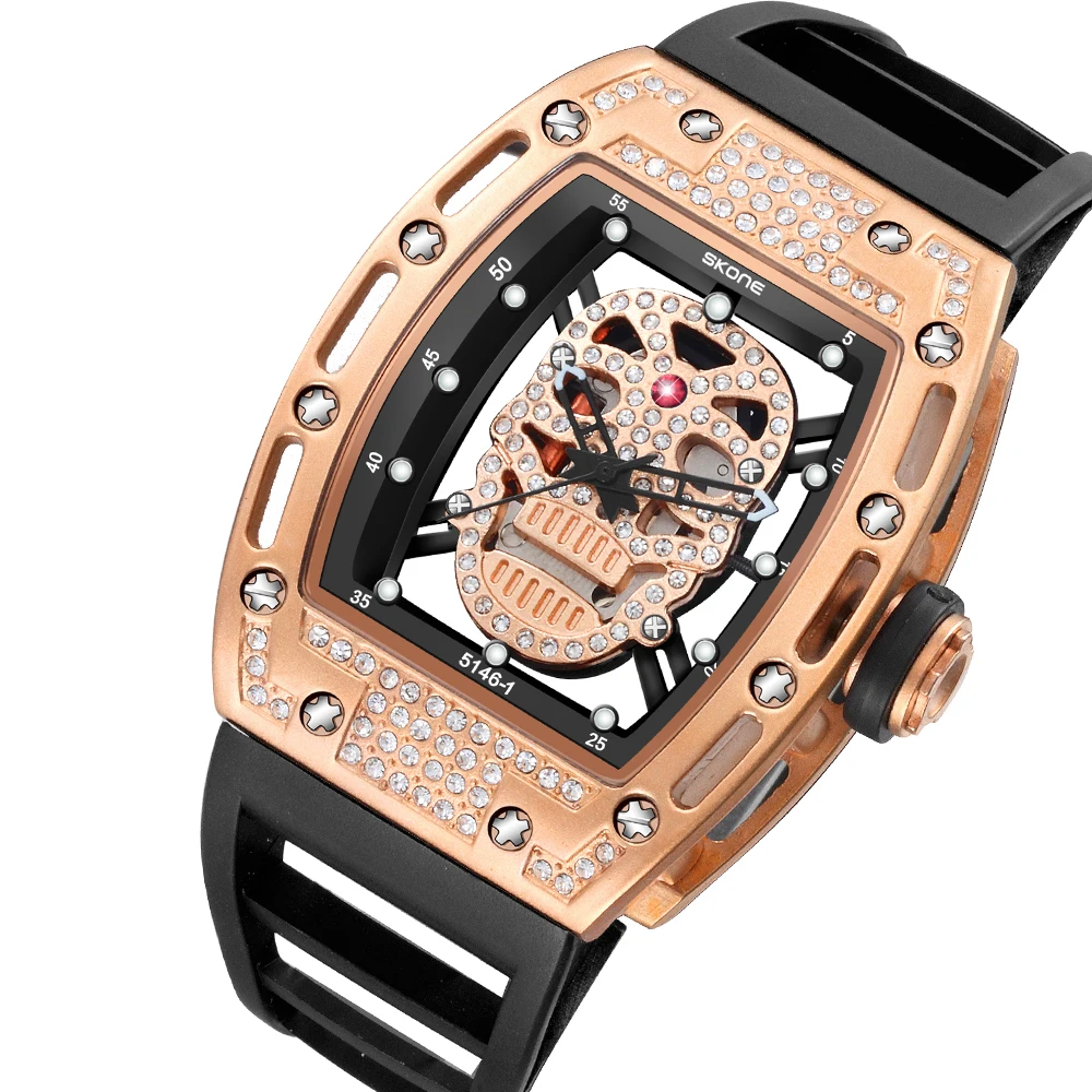 

Online Watche New Best Design Skeleton Skull Mens Silicone Watches Quartz Men Wrist Watch