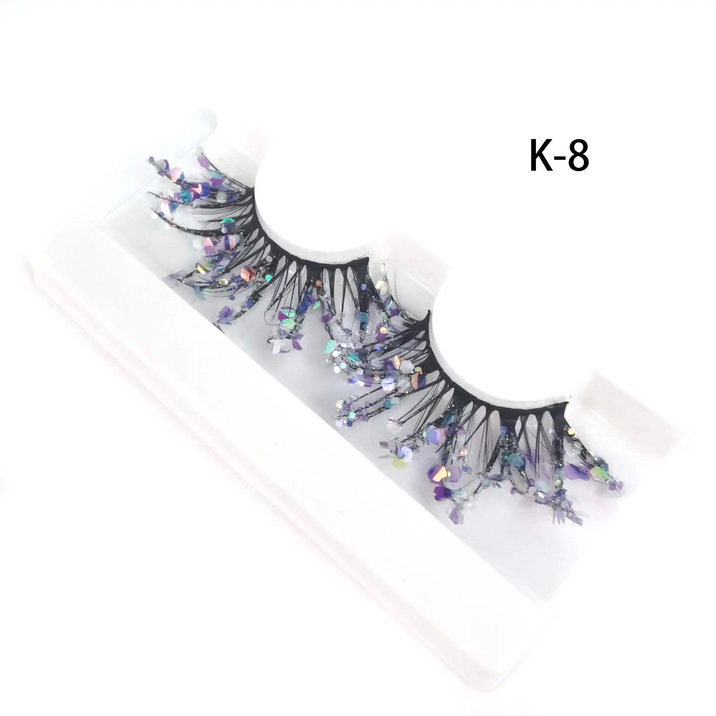 

K-8 stage makeup lashes glitter colorul eyelash with star decorate bling vegan 3d mink eyelash, Natural black