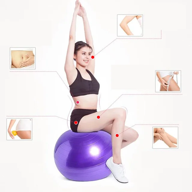 

Pvc Thickening Explosion Proof Gymnastics Yoga Exercise Fitness Ball with Pump, Blue purple red silver pink