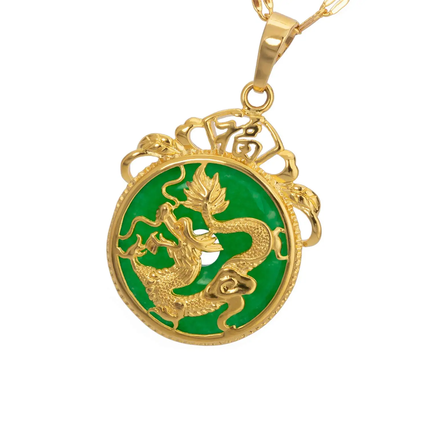 

Artilady cross chain gold plated alloy pendant Malay jade dragon pendant necklace for party gift