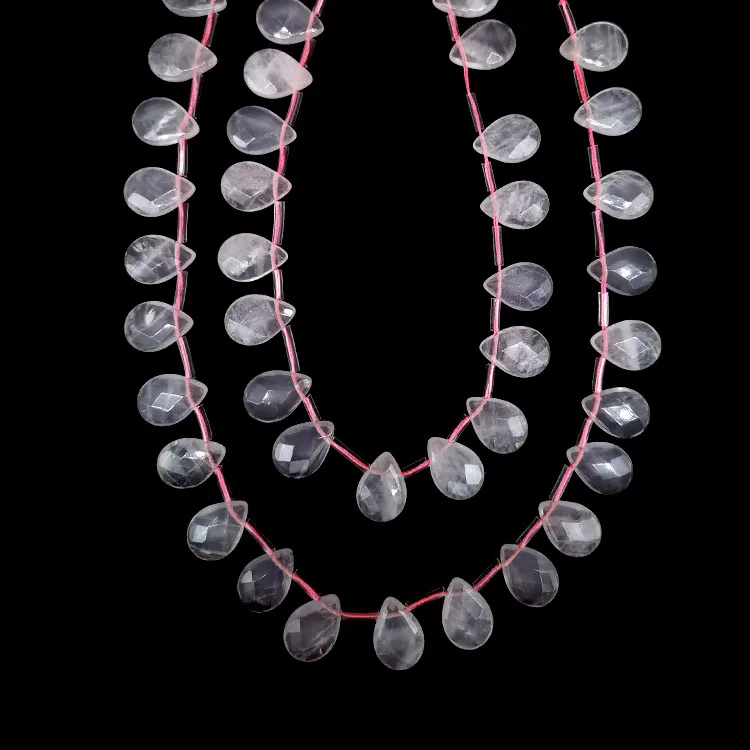 

13 X18mm Natural Rose Quartz Faceted Teardrop Briolettes Approx Loose Gemstone Briolette Beads, 100% natural color