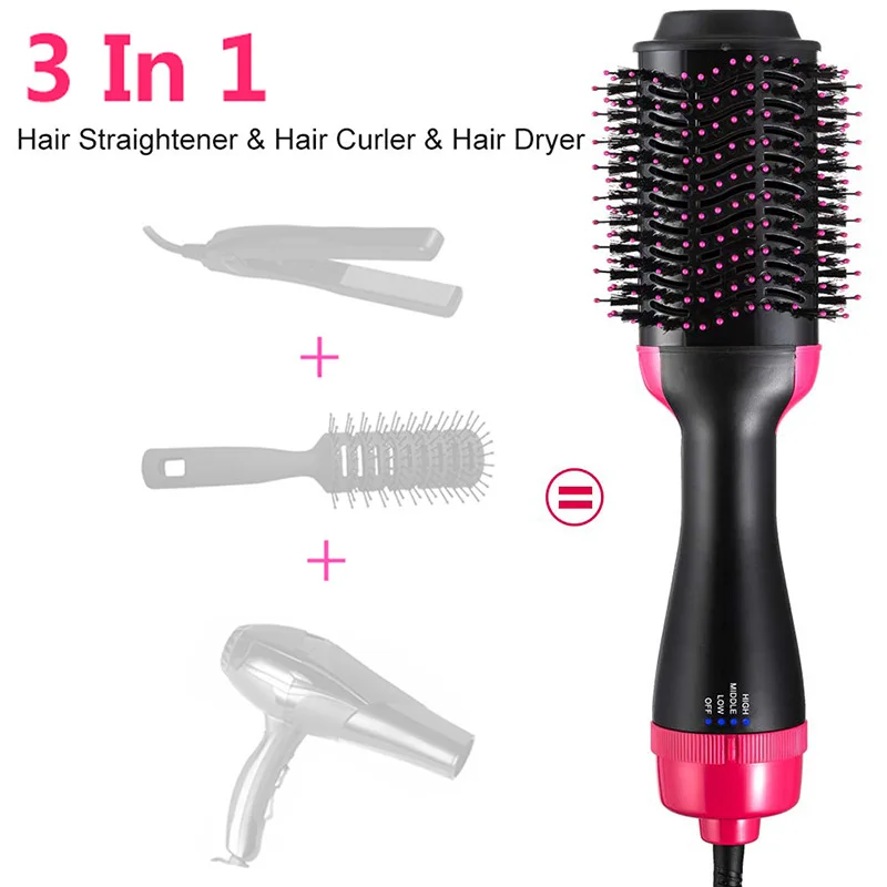 

JOSUNN Factory Wholesale Electric Hair Roller Rotate Styler Straightening Curling Custom Hair Comb, Black+pink