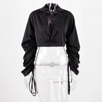 

R10207S Women's autumn sexy suit collar long sleeve blouse