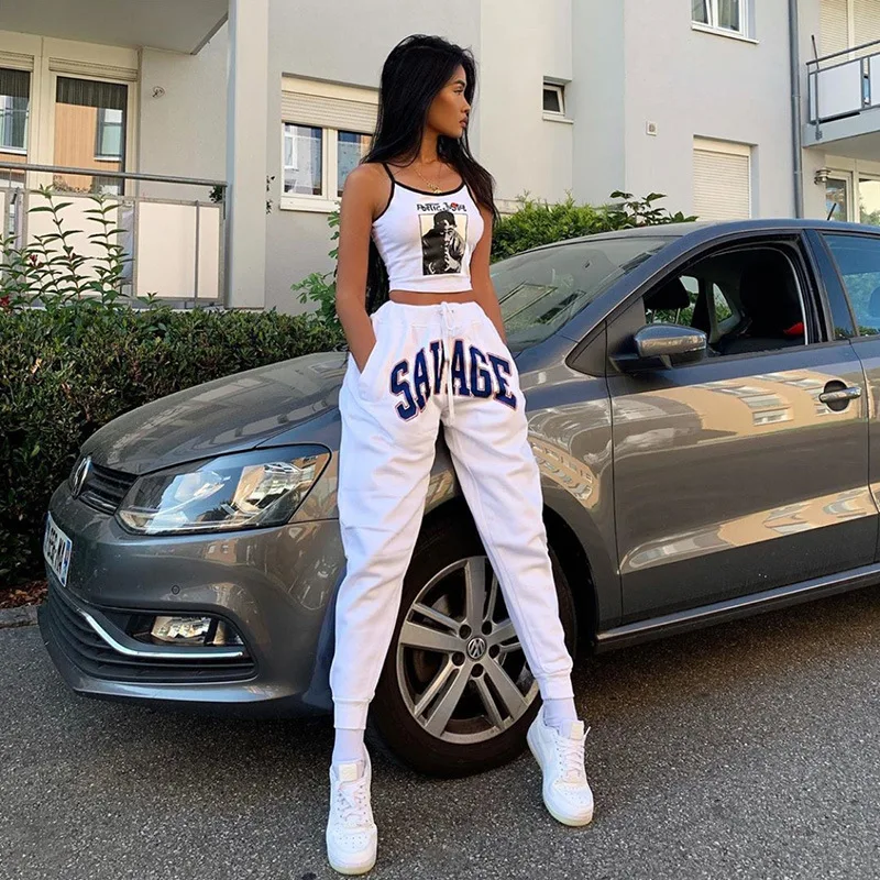 

New design casual straight drawstring high waist sport jogging women's trousers and jogger pants women sweatpants