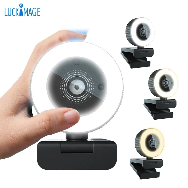 

Luckimage FCC CE RoHS 2K live broadcast camera webcam ring light autofocus webcam, Black