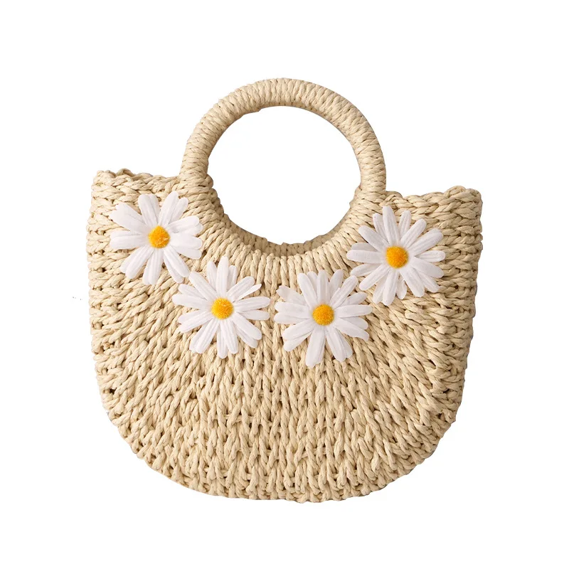 

Ecofriendly Recycled Summer Weaving half moon shape straw shoulder handbag ladies beach tote hand bag, Natural