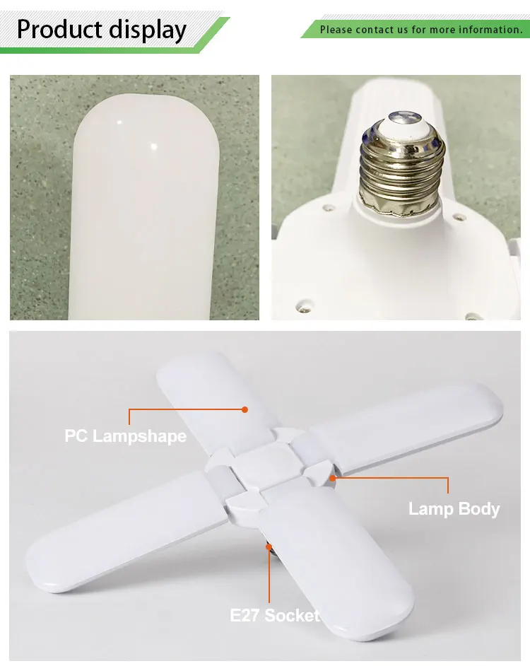 Hot sale LED folding light 220V 48W led bulb fan blade led