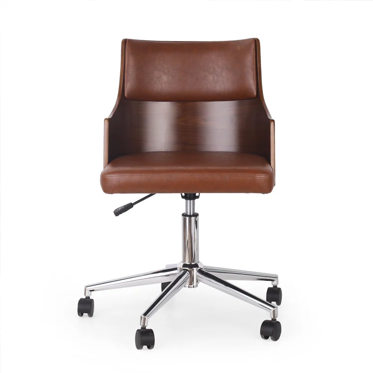 

Home Modern Upholstered Swivel Office Leather Chair, Cognac brown