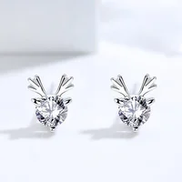 

Free sample E971 Rhodium plated 925 silver artificial deer antlers design zircon earrings by Moyu