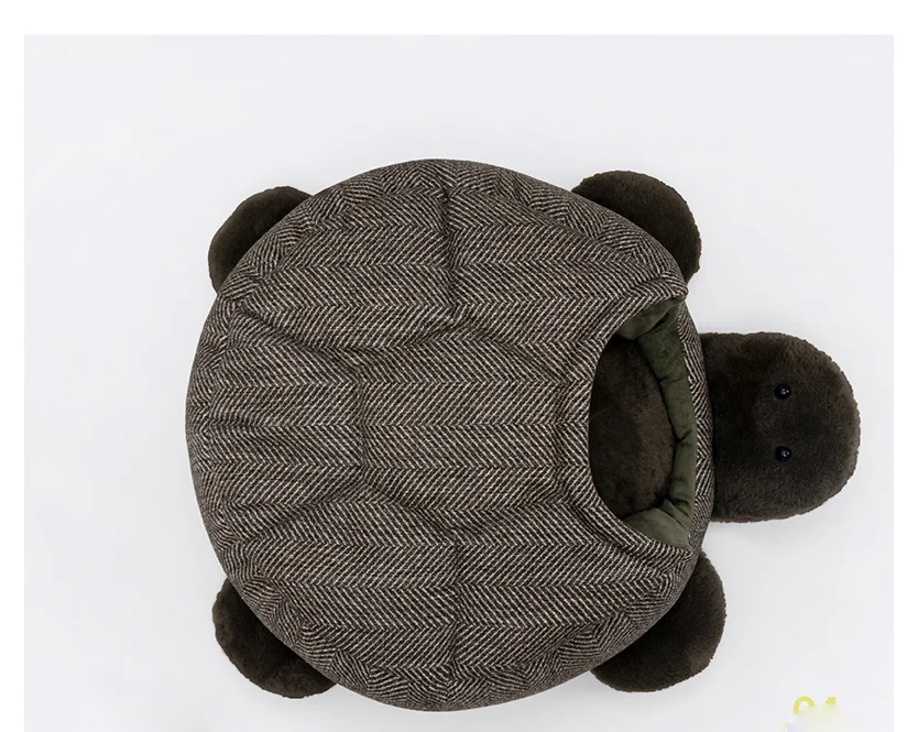 

Turtle Shaped Cat House Detachable Dog Bed Folded Cattery Delicate Workmanship Warm Lovely Cat Bed, Dark grey