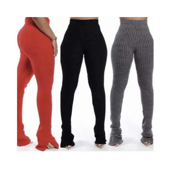 

FS1024D 2020 Hot sale women Ribbed Stacked Pants