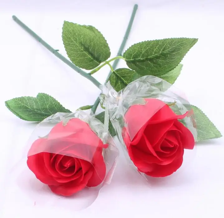 

PVC packed single rose shaped soap flower carving & rose flower soap